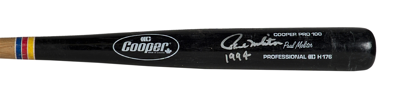1993-95 Paul Molitor Game Used and Signed Cooper H176 Bat (PSA/DNA GU 8.5)